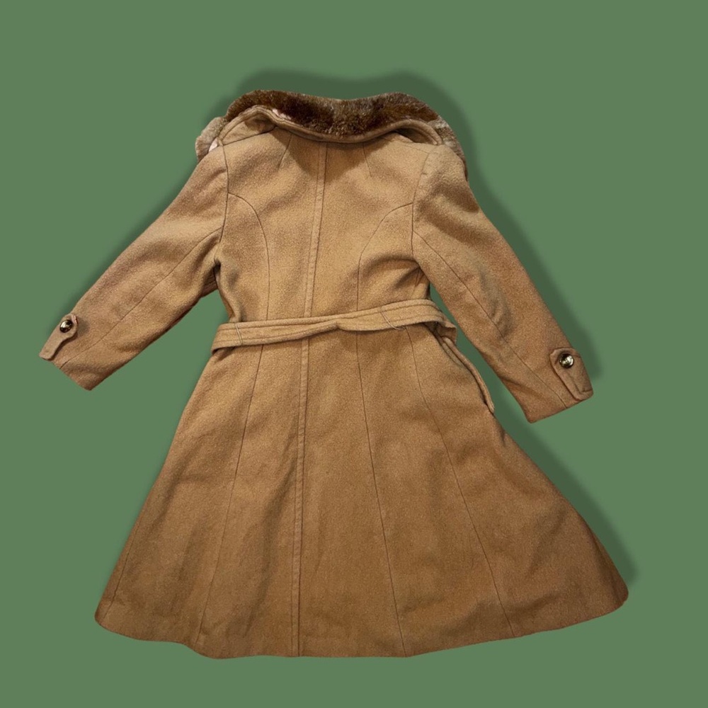 vintage tan coat with fur collar (size xs) - Picture 2 of 5